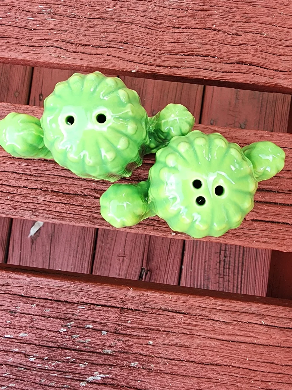 Green Cactus Ceramic Salt and Pepper Shakers